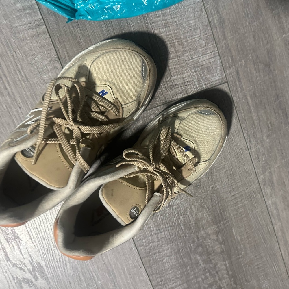 New Balance Tan and Blue Sneakers